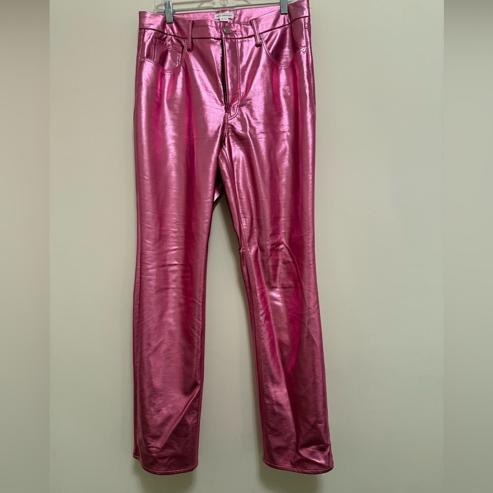 Good American - Straight leg pink metallic pant - 12
